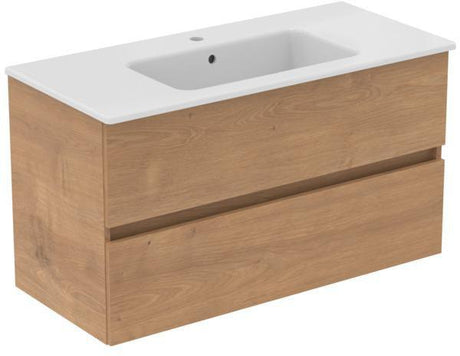 IDEAL STANDARD Möbelpaket Eurovit+ mit Waschtisch 101 cm und Unterschrank 100 cm, 2 Auszüge, Weiß/Hellgrau