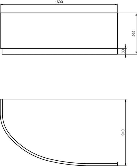 IDEAL STANDARD Hotline Neu Acryl-Frontschürze 1600 mm asymmetrisch rechts Weiß