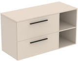 Ideal Standard i.life B Möbel-Set 120 cm – 2 Auszüge, 2 offene Fächer, Schwarz Weiß matt