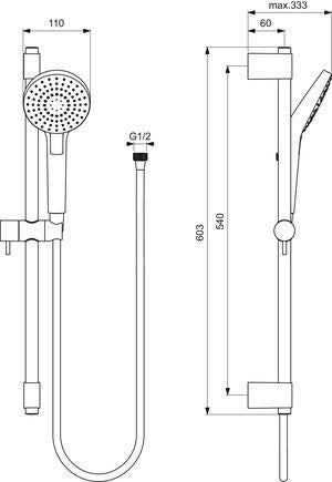 Ideal Standard Ceratherm T100 Armaturen-Bundle UP – rund, Chrom, mit Brausekombination