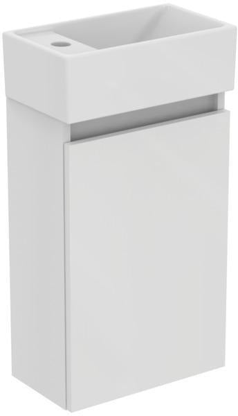 Ideal Standard Eurovit+ Möbelpaket Handwaschbecken 37 cm mit Unterschrank 36 cm, 1 Tür, Weiß/Grau lackiert