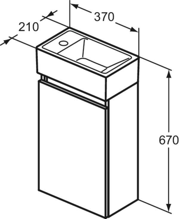 Ideal Standard Eurovit+ Möbelpaket Handwaschbecken 37 cm mit Unterschrank 36 cm, 1 Tür, Weiß/Grau lackiert