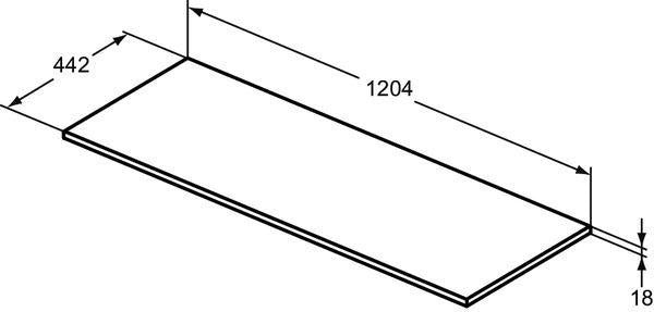 Ideal Standard Holzkonsole Connect Air für US 600 mm, 604x442x18 mm, Weiß glänzend/matt