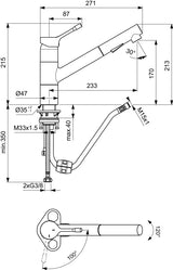 IDEAL STANDARD Ceralook Küchenarmatur mit herausziehbarer Handbrause, 233 mm Ausladung, Chrom