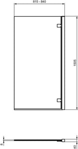 Ideal Standard i.life Falttür für Badewanne 815 mm, Anschlag rechts, Sicherheitsglas, Aluminium silber