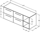 Ideal Standard i.life B Möbel-Set 160 cm – 4 Auszüge, 2 offene Fächer, Chrom/Weiß matt