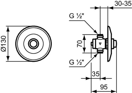Ideal Standard i.life A Unterputz-Bausatz E2536 für Urinal-Wandeinbauventil, Chrom