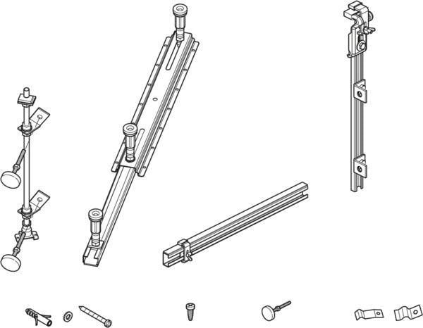 IDEAL STANDARD Schürzenmontage-Set mit Wannenfüßen und Wannenleisten – Stahl, höhenverstellbar