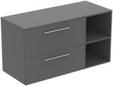 Ideal Standard i.life B Möbel-Set 120 cm – 2 Auszüge, 2 offene Fächer, Chrom/Weiß matt