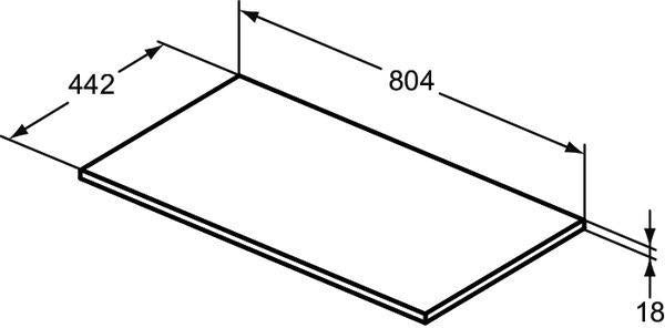 Ideal Standard Holzkonsole Connect Air für US 600 mm, 604x442x18 mm, Weiß glänzend/matt