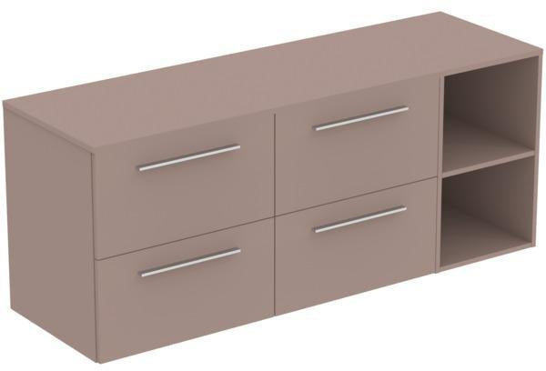 Ideal Standard i.life B Möbel-Set 160 cm – 4 Auszüge, 2 offene Fächer, Chrom/Weiß matt
