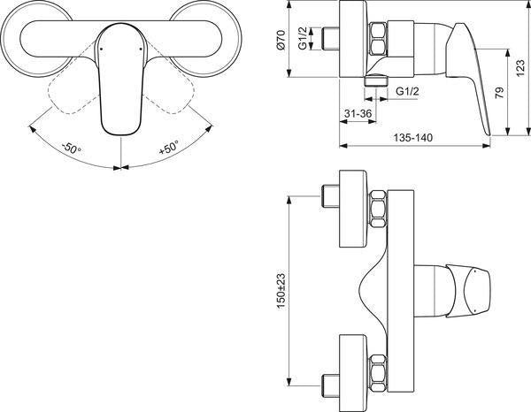 Ideal Standard Ceraflex Armaturenpaket Chrom – Waschtisch- & Brausearmatur mit Brausekombination