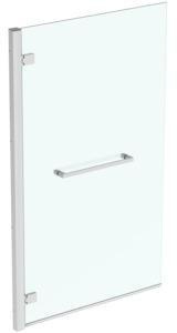 Ideal Standard i.life Falttür mit Handtuchstange 900 mm, Anschlag links, Silber – Badewannen-Duschwand aus Sicherheitsglas