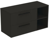 Ideal Standard i.life B Möbel-Set 120 cm – 2 Auszüge, 2 offene Fächer, Schwarz Weiß matt