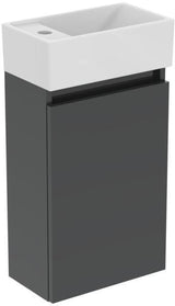 Ideal Standard Eurovit+ Möbelpaket Handwaschbecken 37 cm mit Unterschrank 36 cm, 1 Tür, Weiß/Grau lackiert