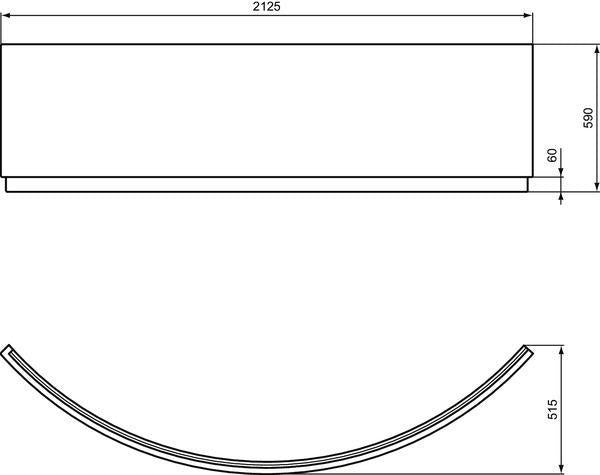 IDEAL STANDARD Frontschürze für Eck-Badewanne 2125x515x590 mm Weiß Sanitär-Acryl