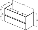 IDEAL STANDARD Möbelpaket Eurovit+ mit Waschtisch 101 cm und Unterschrank 100 cm, 2 Auszüge, Weiß/Hellgrau