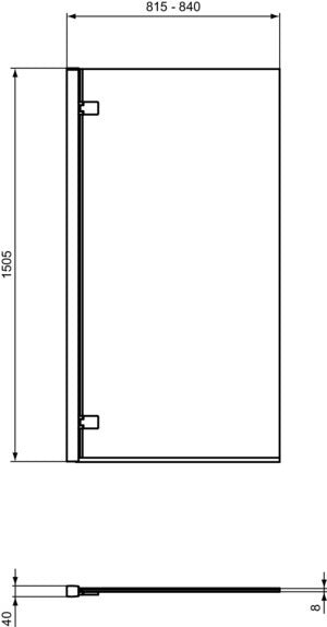 Ideal Standard i.life Falttür für Badewanne 815 mm links, Sicherheitsglas, Aluminium matt