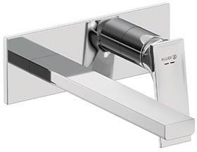 KLUDI DECUS 2-Loch-Wand-Einhandmischer 240 mm mattschwarz – Feinbau-Set