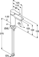 KLUDI ZENTA SL Waschtisch-Einhandhebelmischer 100 mm SmartStart ohne Ablaufgarnitur Chrom