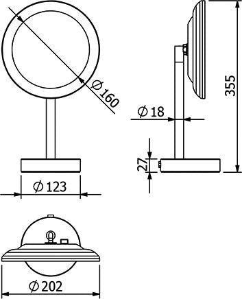 KLUDI VELA R LED-Kosmetikspiegel mit Wandhalterung, 3-fach Vergrößerung, chrom