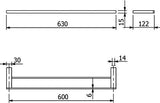 KLUDI VELA C Doppel-Badetuchhalter 600 mm Chrom – 2-armig, verdeckte Wandmontage