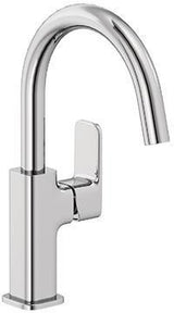 KLUDI RENON Waschtisch-Einhandmischer seitliche Betätigung Brushed Gold – 1-Loch, schwenkbarer Auslauf, Push-Open