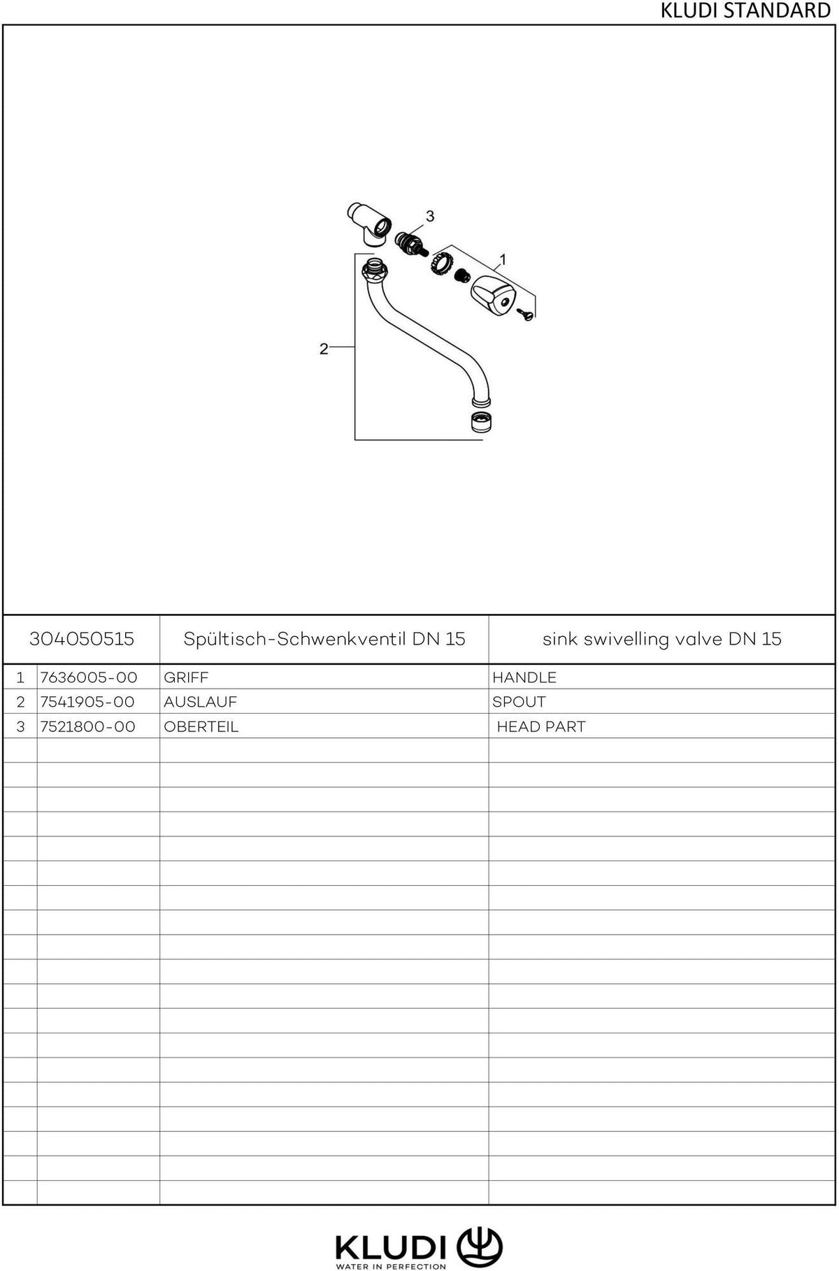 KLUDI STANDARD Spültisch-Schwenkventil DN 15, 230 mm Auslauf, Terralux Griff, verchromt