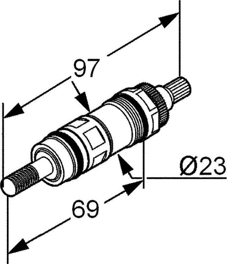 KLUDI Ersatzteil Temperaturregeleinheit 74470 für Aufputz-Thermostate – Messing, DIN EN 1111