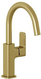 KLUDI RENON Waschtisch-Einhandmischer seitliche Betätigung Brushed Gold – 1-Loch, schwenkbarer Auslauf, Push-Open