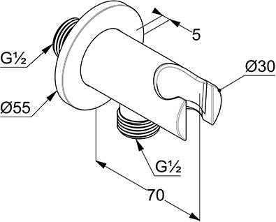 KLUDI A-QA Wandanschlussbogen mit Brausehalter rund Chrom, DN 15, G1/2, inkl. Rückstromsicherung