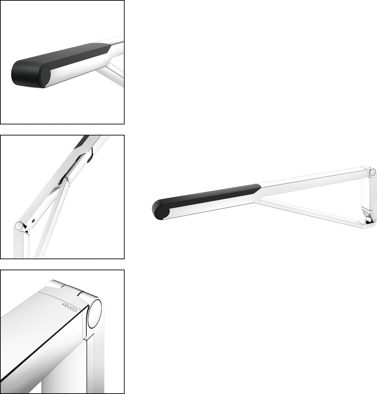 KEUCO AXESS Stützklappgriff WC 700 mm silber-eloxiert/schwarz – Wandmontage