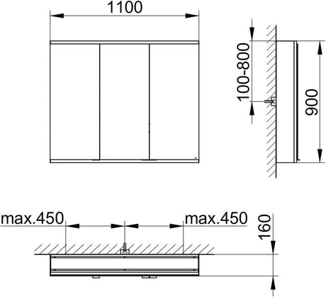 KEUCO Royal Modular 2.0 Spiegelschrank 900 mm, beleuchtet, 2 Steckdosen, silber-eloxiert