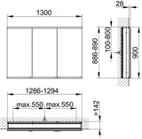 KEUCO Royal Modular 2.0 Spiegelschrank beleuchtet 900 mm, Wandeinbau, 2 Steckdosen, silber-eloxiert