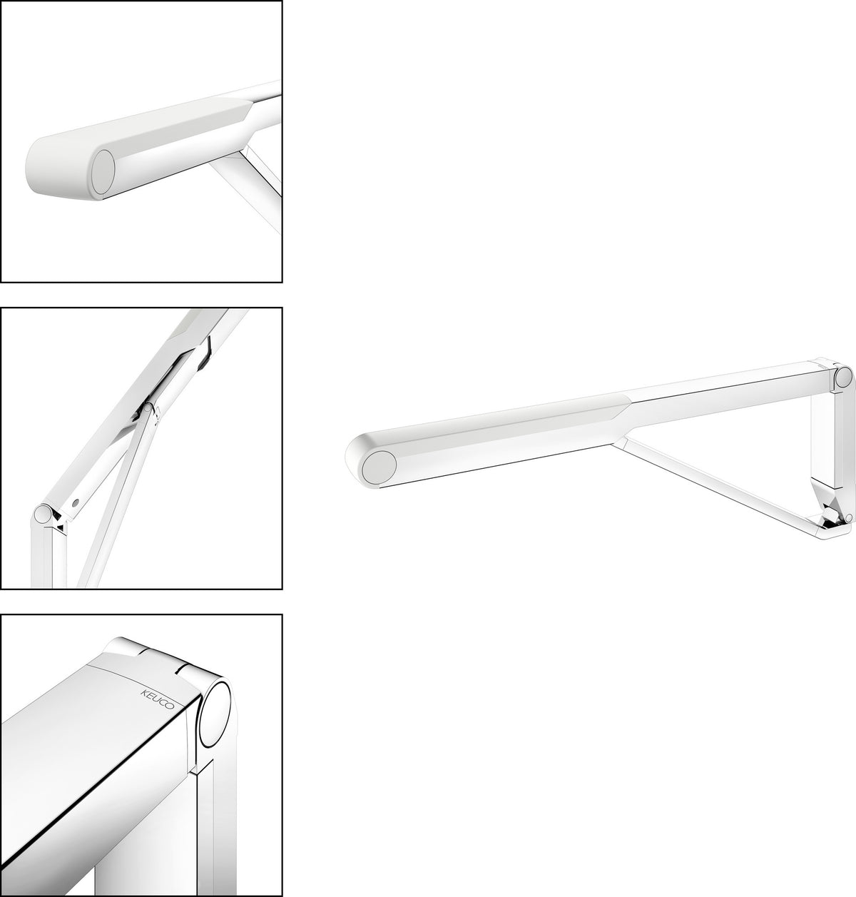 KEUCO AXESS Stützklappgriff WC 700 mm silber-eloxiert/schwarz – Wandmontage