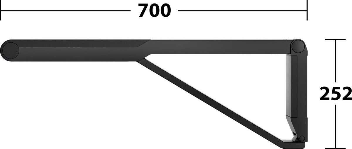 KEUCO AXESS Stützklappgriff WC 700 mm silber-eloxiert/schwarz – Wandmontage