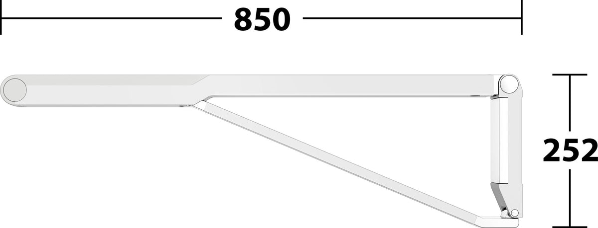 KEUCO AXESS Stützklappgriff WC 700 mm silber-eloxiert/schwarz – Wandmontage