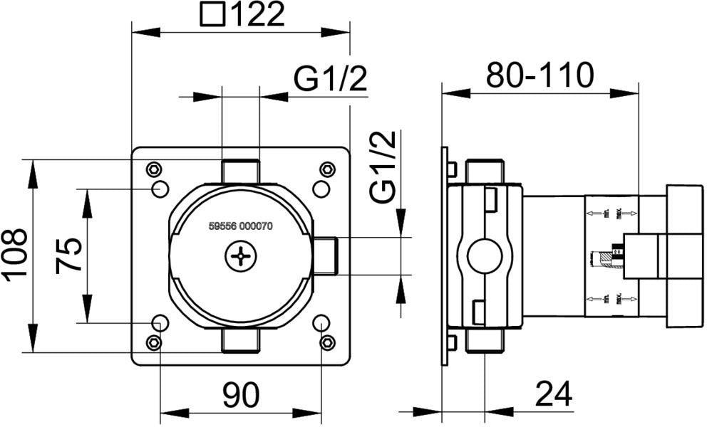 KEUCO IXMO UP Funktionseinheit DN15 für 2-Wege Umstellventil – Unterputz-Montage