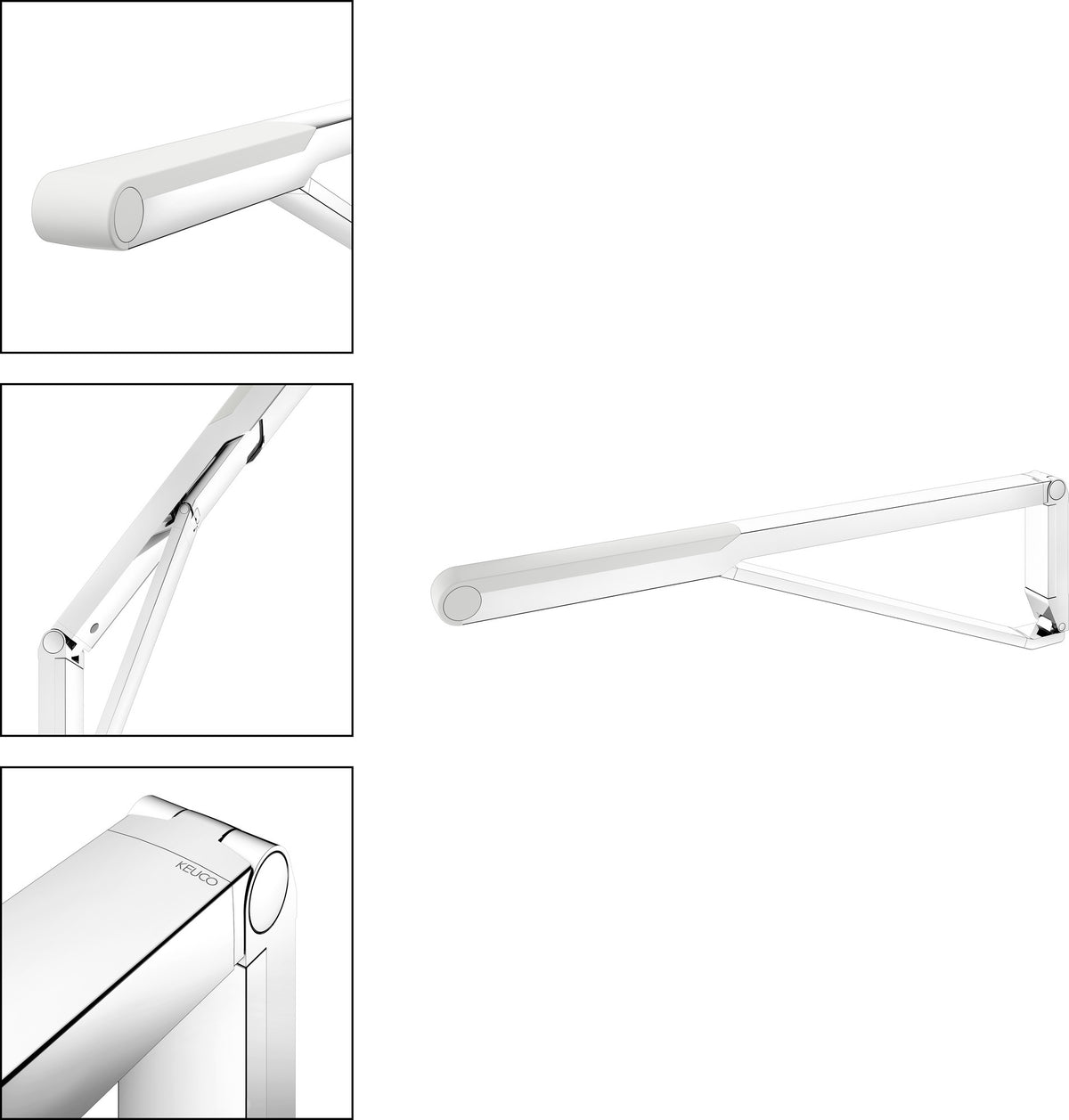 KEUCO AXESS Stützklappgriff WC 700 mm silber-eloxiert/schwarz – Wandmontage