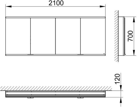 KEUCO Royal Modular 2.0 Spiegelschrank 2100 mm, unbeleuchtet, ohne Steckdose, silber-eloxiert