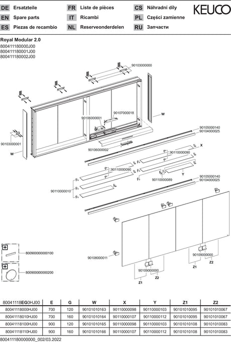 KEUCO Royal Modular 2.0 Spiegelschrank 1800 mm, beleuchtet, silber-eloxiert, Wandvorbau
