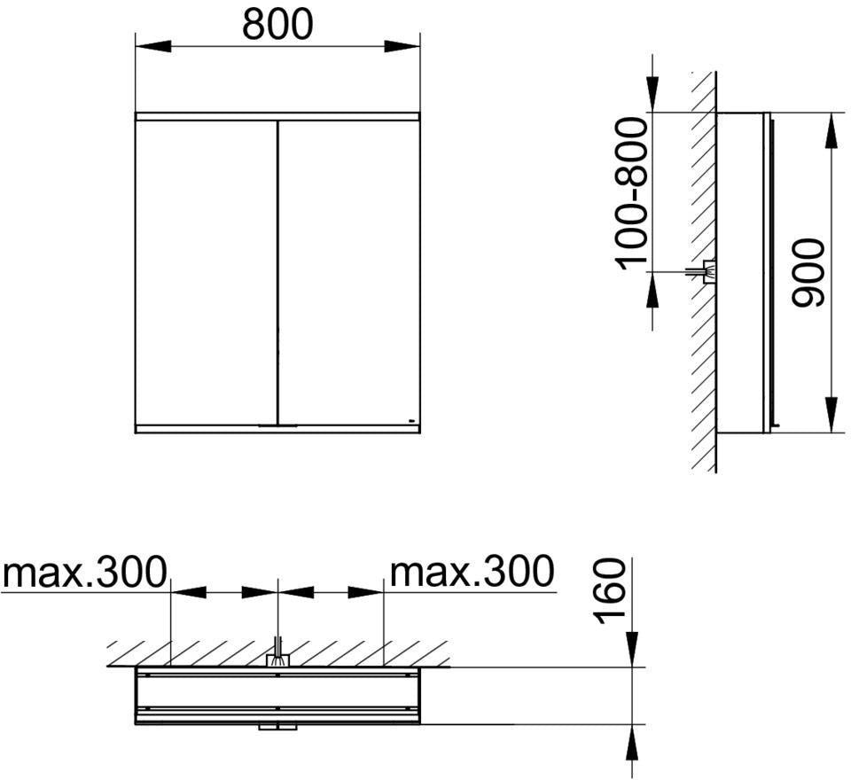 KEUCO Royal Modular 2.0 Spiegelschrank, unbeleuchtet, 600 x 900 x 160 mm, silber-eloxiert, 2 Türen, ohne Steckdose