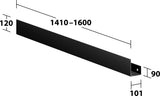 KEUCO Duschablage 24953 auf Maß – 400-600 x 120 x 90 mm, schwarz matt, Aluminium, mit Haken