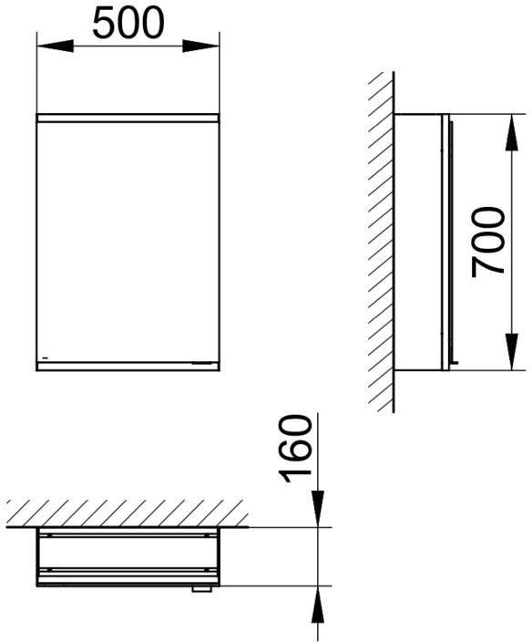KEUCO Royal Modular 2.0 Spiegelschrank beleuchtet 500 mm silber-eloxiert mit LED-Ober- und Unterbeleuchtung