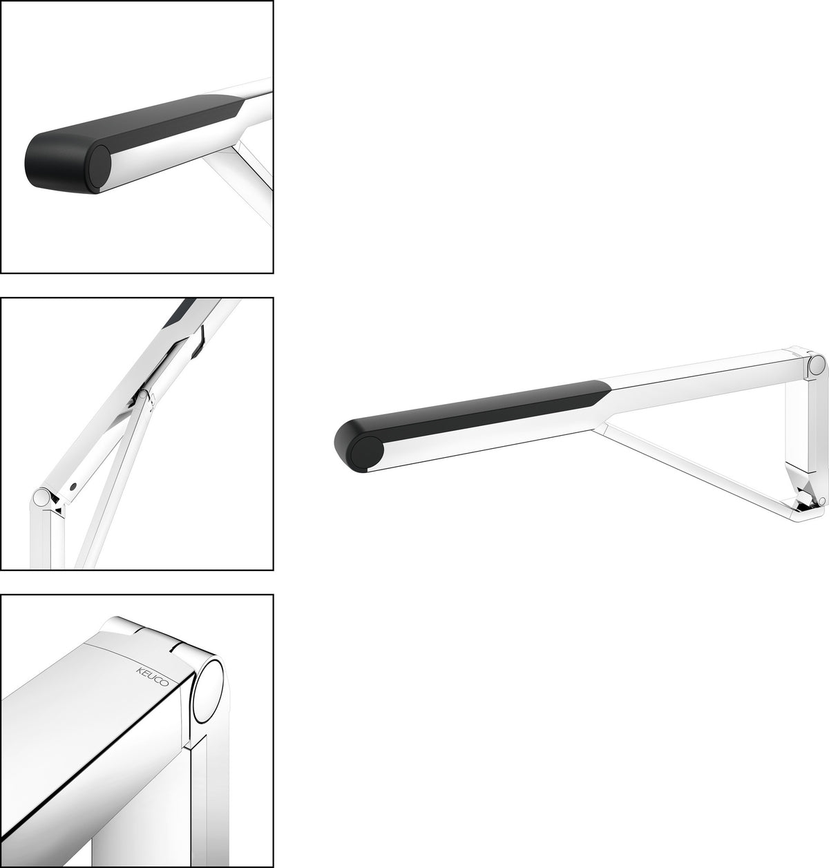 KEUCO AXESS Stützklappgriff WC 700 mm silber-eloxiert/schwarz – Wandmontage