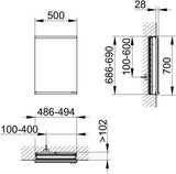 KEUCO Royal Modular 2.0 Spiegelschrank beleuchtet 500 mm silber-eloxiert Wandeinbau