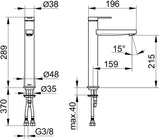 KEUCO IXMO Pure Einhebel-Waschtischmischer 210 mm ohne Ablaufgarnitur, verchromt