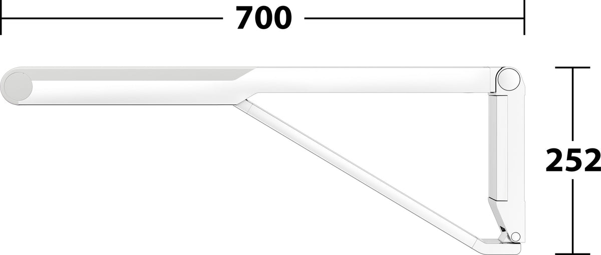 KEUCO AXESS Stützklappgriff WC 700 mm silber-eloxiert/schwarz – Wandmontage
