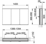 KEUCO Royal Modular 2.0 Spiegelschrank beleuchtet 900 mm, Wandeinbau, 2 Steckdosen, silber-eloxiert