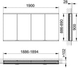 KEUCO Royal Modular 2.0 Spiegelschrank Einbau 1900 mm, unbeleuchtet, 4 Türen, silber-eloxiert